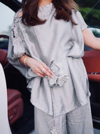 Alora Butterfly Embellished Cape- Set