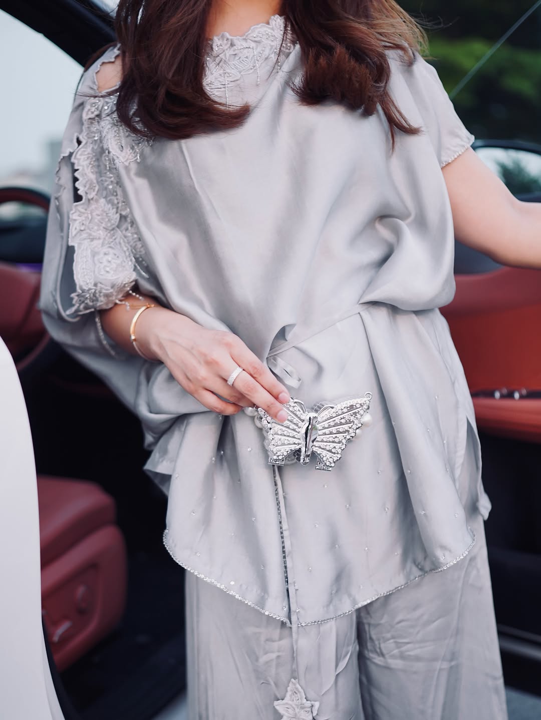 Alora Butterfly Embellished Cape- Set