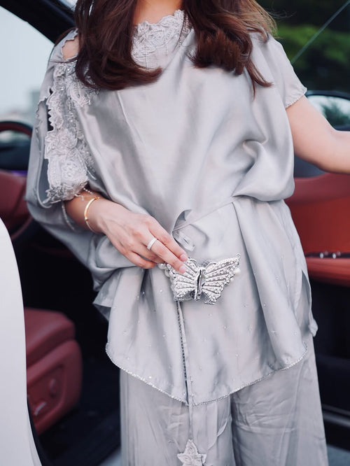 Alora Butterfly Embellished Cape- Set