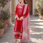 Shadmani – Heavily Embroidered Crimson Lawn Set