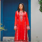 Shadmani – Heavily Embroidered Crimson Lawn Set