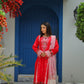 Shadmani – Heavily Embroidered Crimson Lawn Set