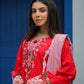 Shadmani – Heavily Embroidered Crimson Lawn Set
