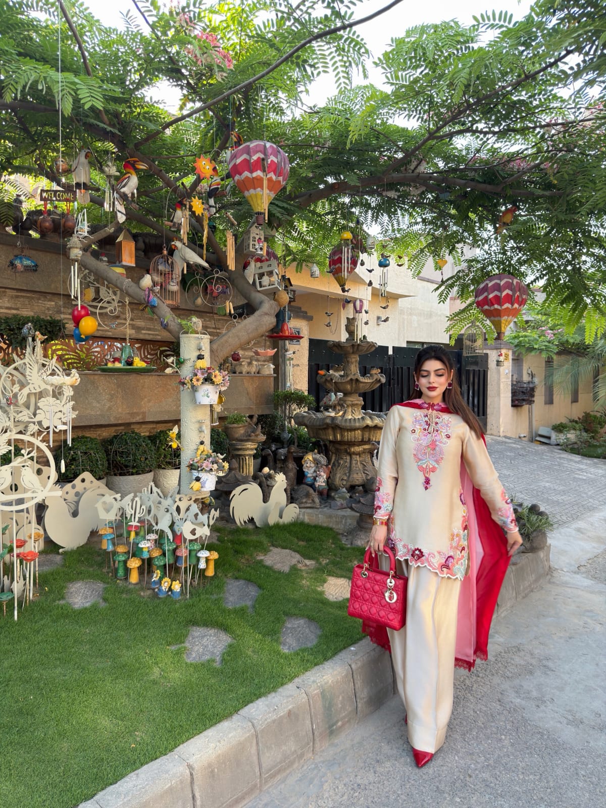 Beige Pure Tussal Silk Ensemble