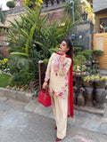 Beige Pure Tussal Silk Ensemble