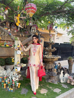 Beige Pure Tussal Silk Ensemble