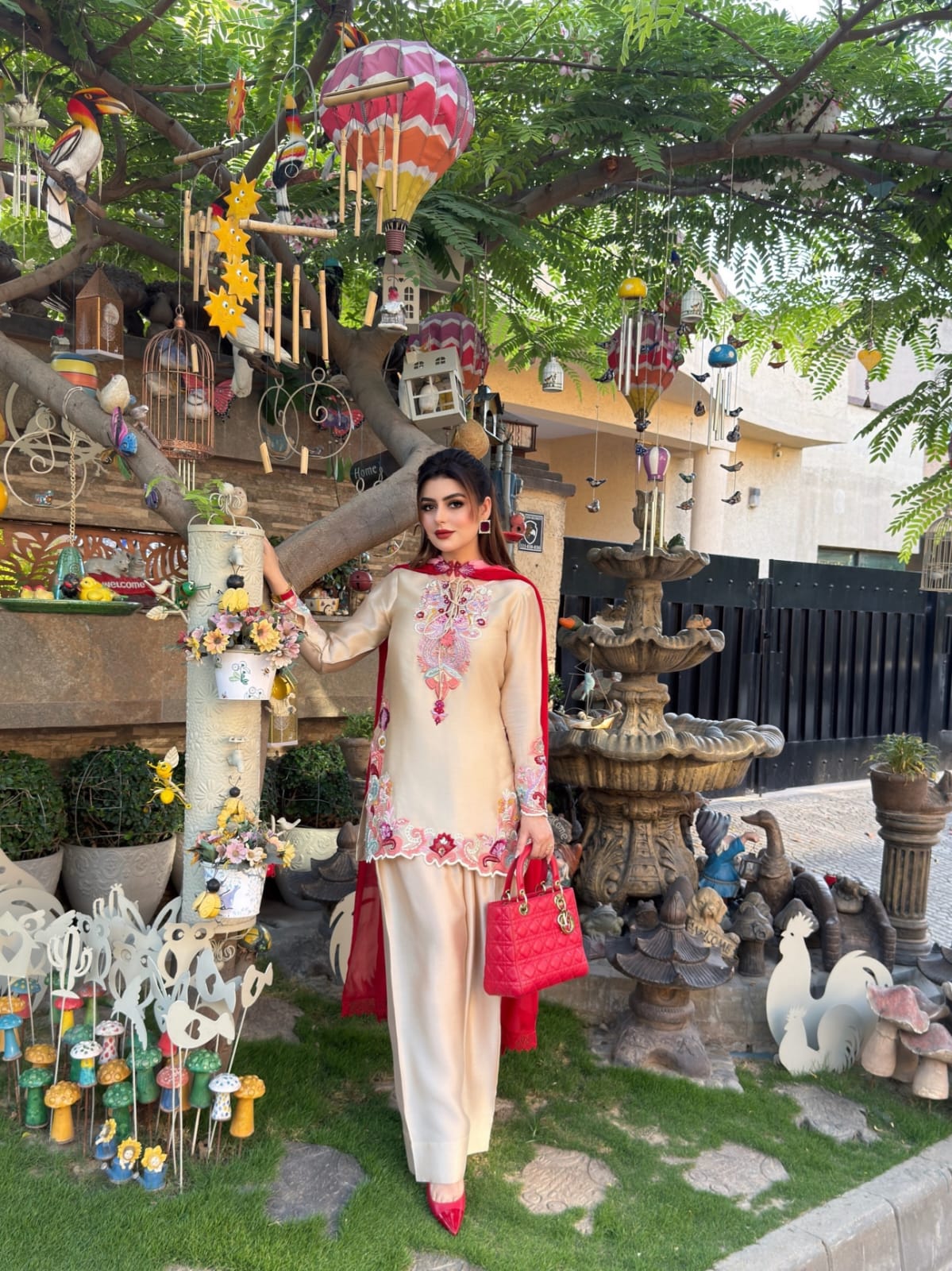 Beige Pure Tussal Silk Ensemble